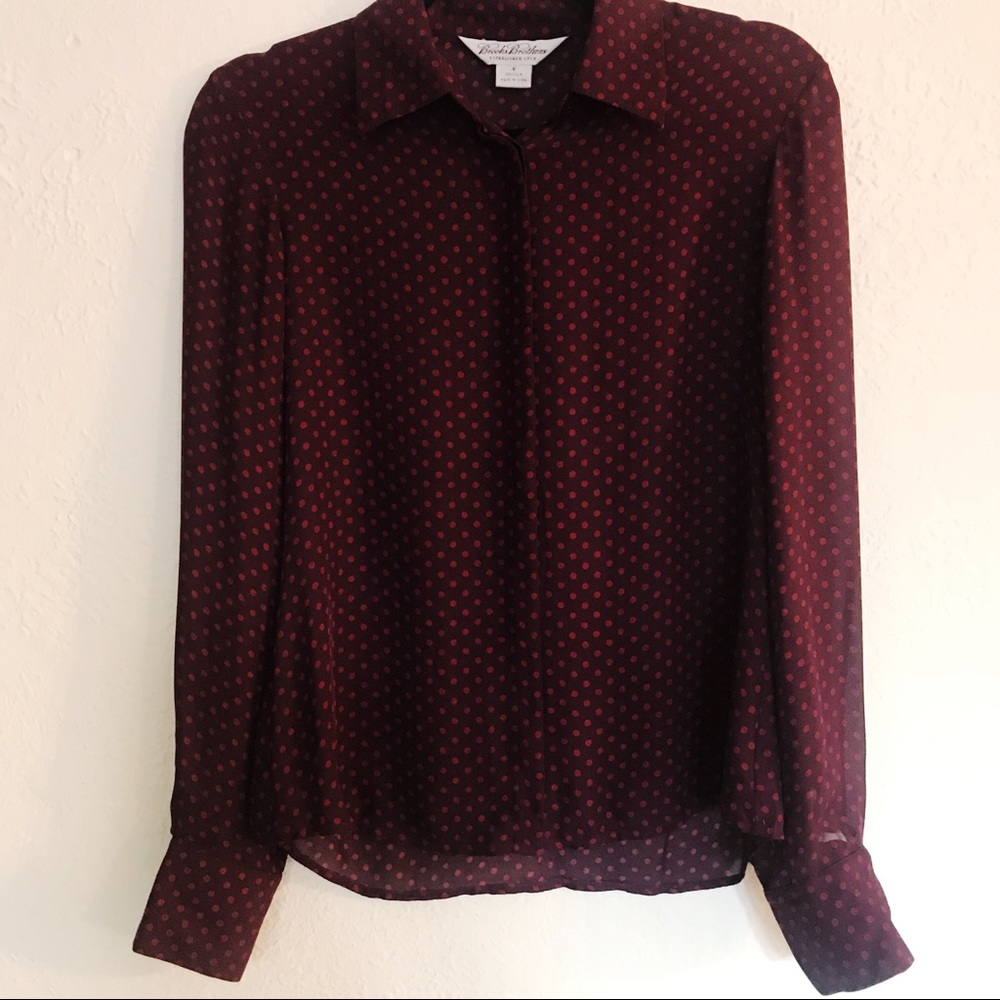 Brooks Brothers 100% Silk Polka Dot Blouse